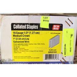 CASE OF GRIP RITE 16 GAUGE 1" LEG, STAPLES