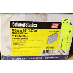 CASE OF GRIP RITE 16 GAUGE 1" LEG, STAPLES