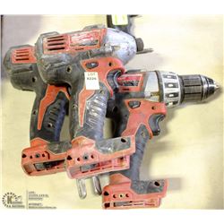 LOT OF 3 VARIOUS CORDLESS MILWUAKEE DRILLS
