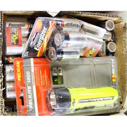 TRAY OF ENERGIZER C+D CELL BATTERIES & PELICAN