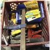 Image 1 : CRATE WITH VARIOUS STAPLERS, STAPLES & CLAMP