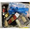 Image 1 : CRATE OF PAINTBRUSHES, ROLLERS & SANDING MATERIALS