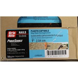CASE OF GRIP RITE PLASTIC CAP NAILS 1"