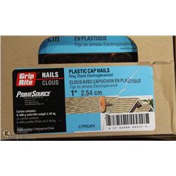 CASE OF GRIP RITE PLASTIC CAP NAILS 1"