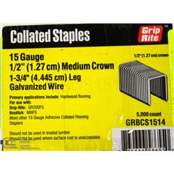 CASE OF GRIP RITE 15 GAUGE COLLATED STAPLES
