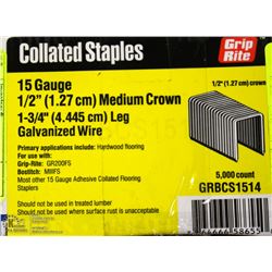 CASE OF GRIP RITE 15 GAUGE COLLATED STAPLES