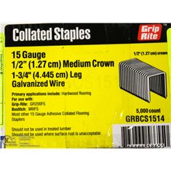 CASE OF GRIP RITE 15 GAUGE COLLATED STAPLES