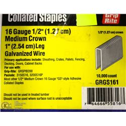 CASE OF GRIP RITE 16 GAUGE COLLATED STAPLES