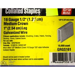 CASE OF GRIP RITE 16 GAUGE COLLATED STAPLES
