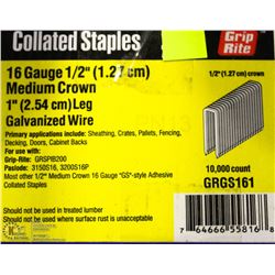 CASE OF GRIP RITE 16 GAUGE COLLATED STAPLES