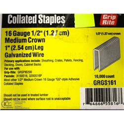 CASE OF GRIP RITE 16 GAUGE COLLATED STAPLES