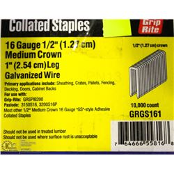 CASE OF GRIP RITE 16 GAUGE COLLATED STAPLES