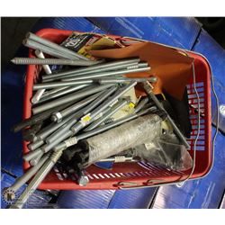 BASKET OF VARIOUS THREADED RODS & BOLTS