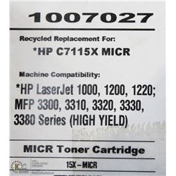 HIGH RESOLUTION TONER HP Q7115X MICR