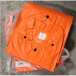 LOT OF 5 ORANGE FLAME RESISTANT JACKETS SIZE MED.