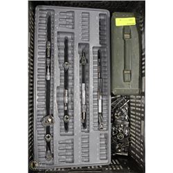 CRATE OF ASSORTED SOCKETS AND EXTENSIONS