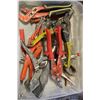 Image 1 : PLASTIC BIN OF VARIOUS SNIPS AND PLIERS