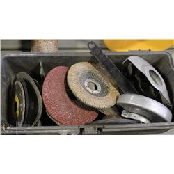 SMALL TOOLBOX WITH GRINDER DISCS AND GUARDS