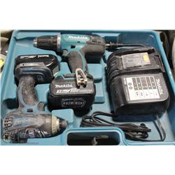 MAKITA 18V DRILL, IMPACT AND CHARGER IN CASE