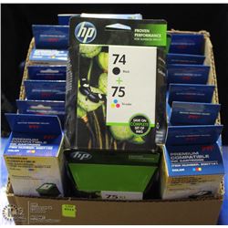 BOX OF HP 75 AND 75XL REPLACEMENT INK