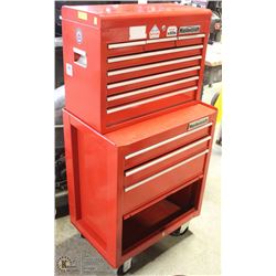 RED MASTERCRAFT TWO PIECE TOOL BOX.
