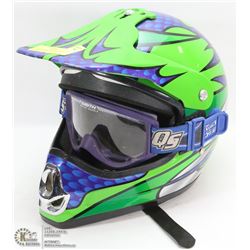 GREEN MOTORCROSS HELMET (KBC) (TK-X) LARGE