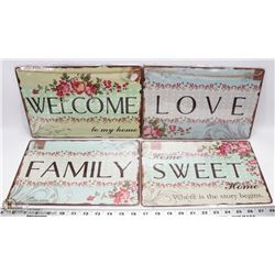 LOT OF 4 NEW METAL SIGNS.