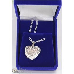 2) STERLING SILVER HEART SHAPED LOCKET NECKLACE