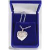 Image 1 : 2) STERLING SILVER HEART SHAPED LOCKET NECKLACE