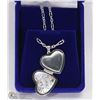 Image 2 : 2) STERLING SILVER HEART SHAPED LOCKET NECKLACE