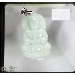 8) GENUINE HAND CARVED JADEITE BUDDHA PENDANT