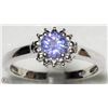Image 2 : 10) STERLING SILVER TANZANITE HALO RING