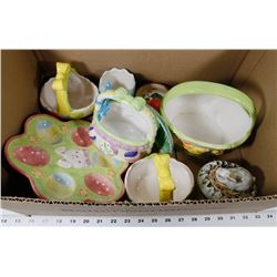 DECORATIVE CERAMIC EASTER BASKETS.
