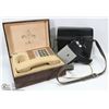 Image 1 : VINTAGE PHONE IN WOODEN BOX & VINTAGE MOVIE CAMERA
