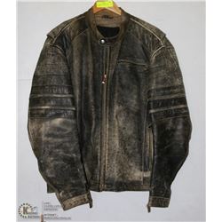 DISTRESSED LOOK BLACK LEATHER JACKET -