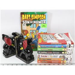 LOT OF POKEMON BOOKS AND SET OF ELEPHANT BOOK ENDS