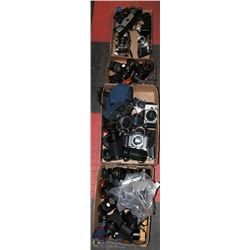 4 FLATS OF VINTAGE CAMERAS, LENSES AND MORE