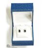 Image 4 : 20) 14K W. GOLD SAPPHIRE & DIAMOND HALO EARRINGS