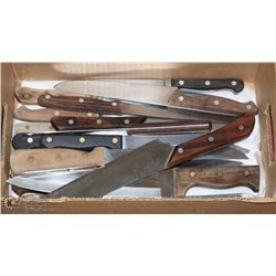 BOX OF STAINLESS STEEL & WOOD HANDLED
