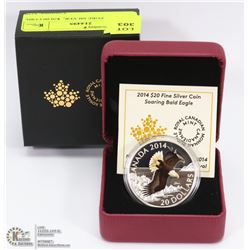 70)ON CHOICE:    2014, PURE SILVER,  $20.00 COIN,