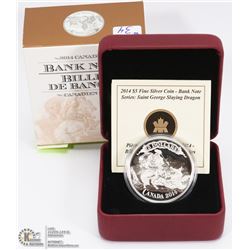 34)2014,  PURE SILVER,  $5.00  COIN,ON CHOICE