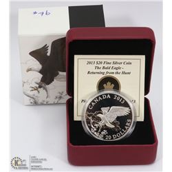 76)ON CHOICE   2013, PURE SILVER,  $20.00 COIN,