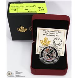 37) 2015, PURE SILVER, COLORED, $10 COIN ON CHOICE