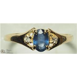 23) 10K WHITE GOLD SAPPHIRE AND DIAMOND RING
