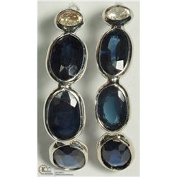 27) 14K WHITE GOLD SAPPHIRE & DIAMOND EARRINGS