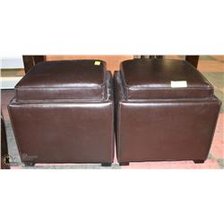 PAIR OF BROWN LEATHERETTE SHOWHOME STORAGE