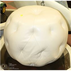 WHITE LEATHERETTE SHOWHOME OTTOMAN