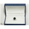Image 3 : 35) 14K WHITE GOLD SAPPHIRE & DIAMOND HALO RING