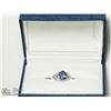 Image 3 : 36) 14K WHITE GOLD TANZANITE AND 8 DIAMOND RING