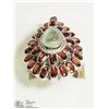 Image 2 : 37) STERLING SILVER MOONSTONE GARNET RING